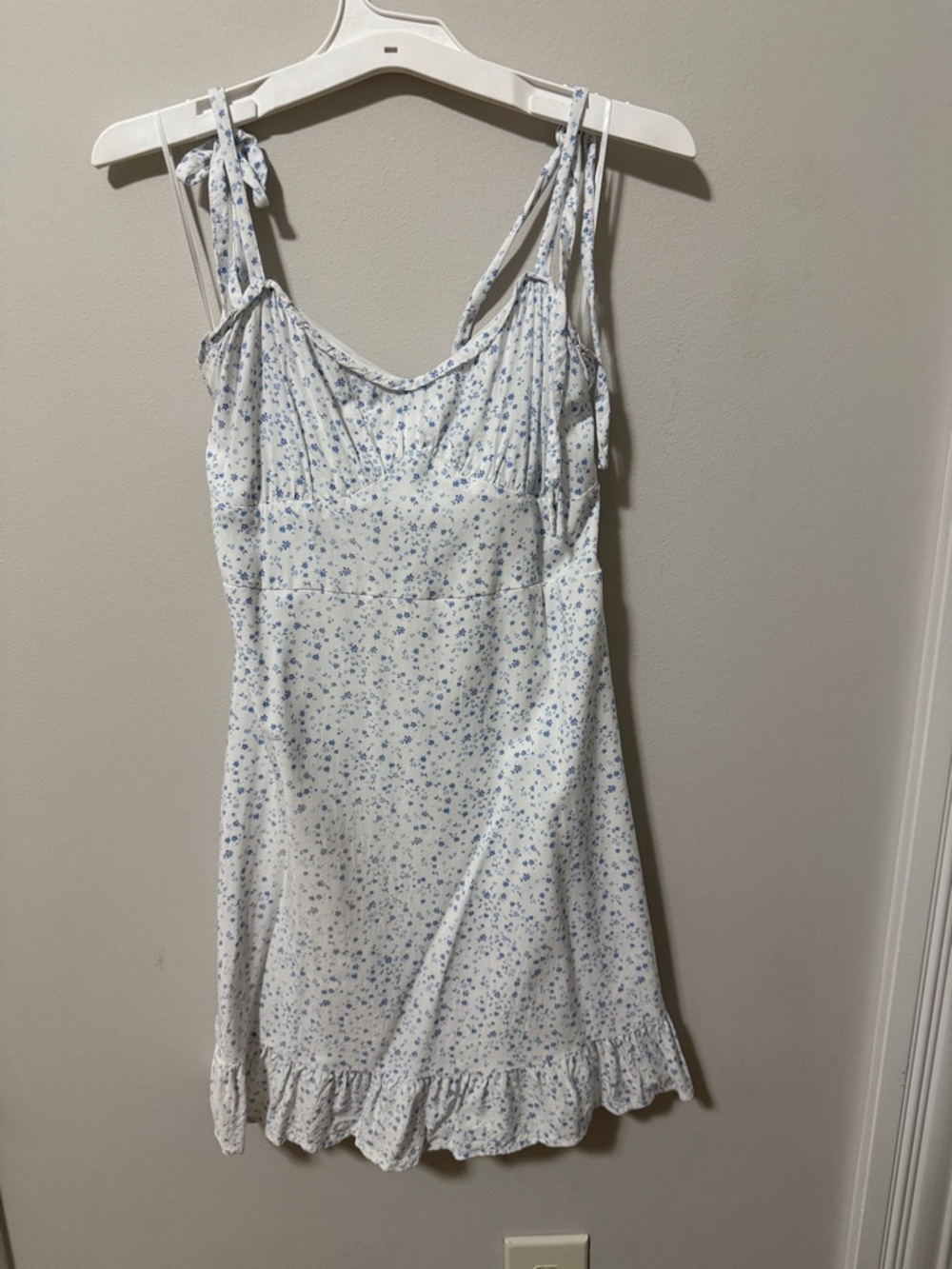 Hollister White Mini Dress with Blue Floral Print